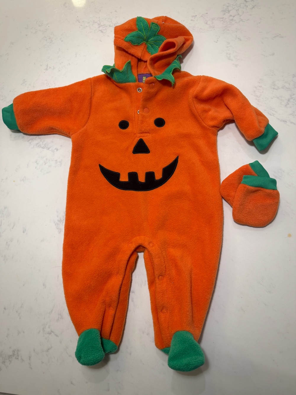 Pumpkin Jack-O'-Lantern Fleece One-Piece for Kids
